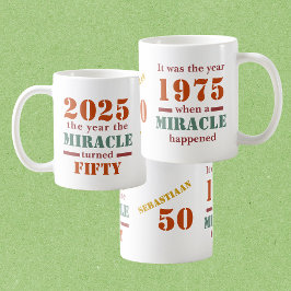 Das Vintage Wunder von 1975 geschah am 50. Geburts Kaffeetasse