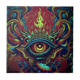 Das visionäre, Abstrakte, flammende Auge verkörper Fliese