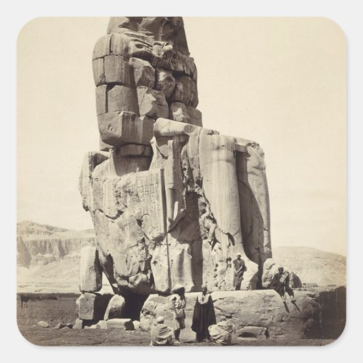 Das "Vocal Memnon", Kolossalstatue von Amenhotep I Quadratischer Aufkleber (Vorderseite)
