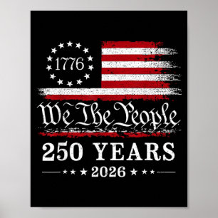 Das Volk 250 Jahre 1776 2026 Amerikanische Flagge Poster