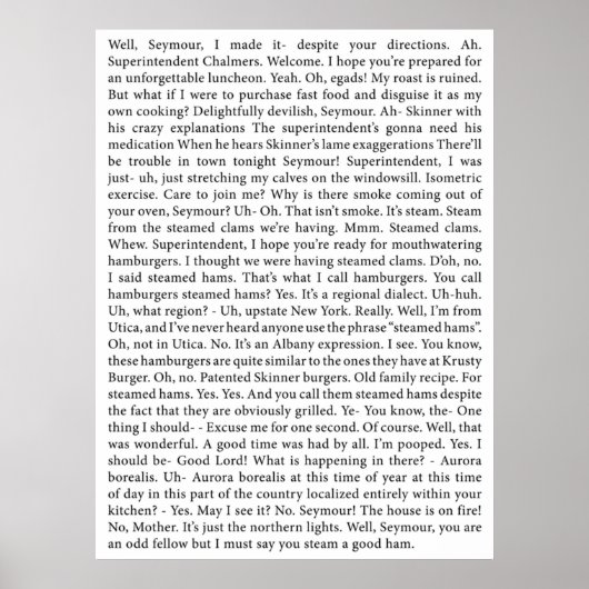 das vollständige Transkript der Dampfhasche Poster (Vorne)