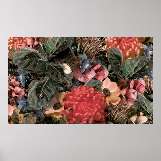 Das Wandgemälde. Blume und Pflanze mit Innen Poster (Vorne)