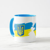 Das Wappen der Ukraine auf der Staatsflagge Tasse (Vorderseite Links)