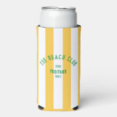 Das Wappen des Beach Club Gelb Cabana Streifen Selters Dosenkühler (Seltzer Vorderseite)
