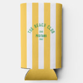 Das Wappen des Beach Club Gelb Cabana Streifen Selters Dosenkühler (Rückseite)