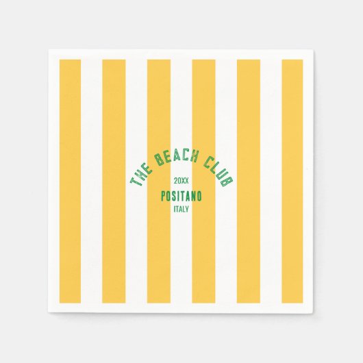 Das Wappen des Beach Club Gelb Cabana Streifen Serviette (Vorderseite)