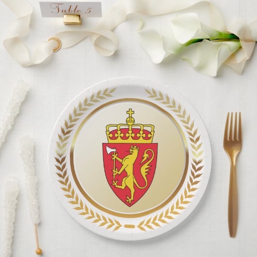 Das Wappen Norwegens Pappteller (Hochzeit)