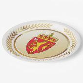 Das Wappen Norwegens Pappteller (Schrägansicht)