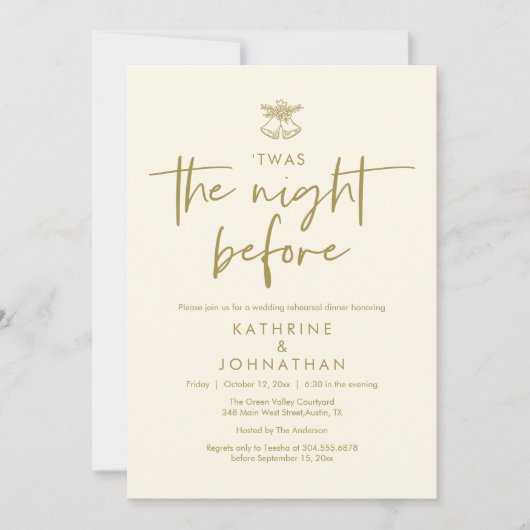 Das war die Nacht vor der Hochzeit Probe Dinner Einladung (Vorderseite)