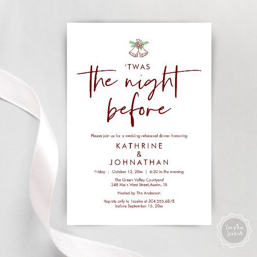 Das war die Nacht vor der Hochzeit Probe Dinner Einladung