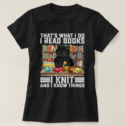Das, was ich lese Bücher, die ich Strick Funny Cat T-Shirt (Design vorne)