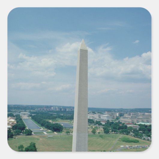 Das Washington Monument, gebaut 1848-85 Quadratischer Aufkleber (Vorderseite)