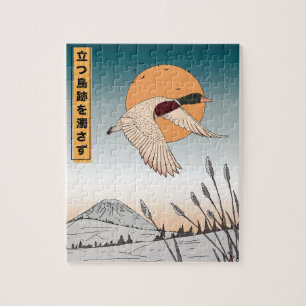 Das Wasser bleibt ruhig nachdem ein Vogel in die L Puzzle