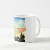 Das Wasserfarbenpaar verspricht einen Stadtbesicht Kaffeetasse (VorderseiteRechts)