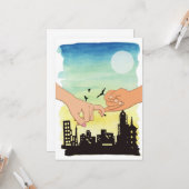 Das Wasserfarbenpaar verspricht einen Stadtbesicht Karte (Vorderseite/Rückseite Beispiel)