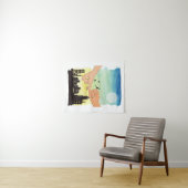 Das Wasserfarbenpaar verspricht einen Stadtbesicht Wandteppich (Beispiel (Horizontal))