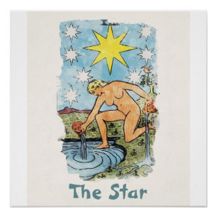 Das Watercolor-Bild der Star-Tarot-Karte Poster