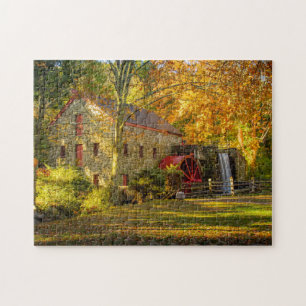 Das Wayside Gristmill in Herbstfarben Puzzle