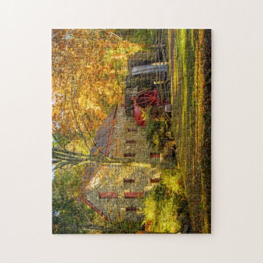 Das Wayside Gristmill in Herbstfarben Puzzle (Vertikal)