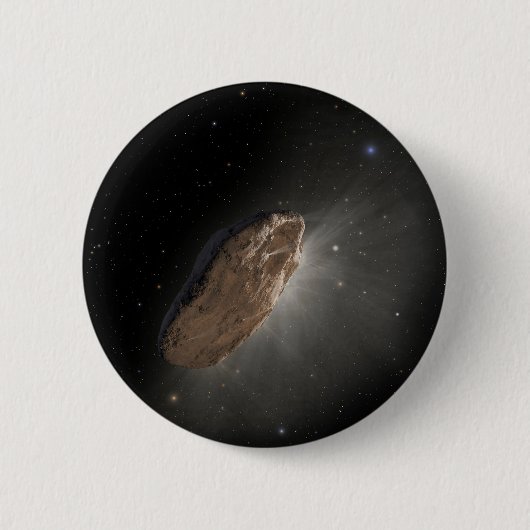 Das Wayward Interstellar Objekt Oumuamua. Button (Vorderseite)