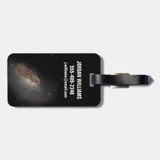 Das Wayward Interstellar Objekt Oumuamua. Gepäckanhänger (Rückseite horizontal)