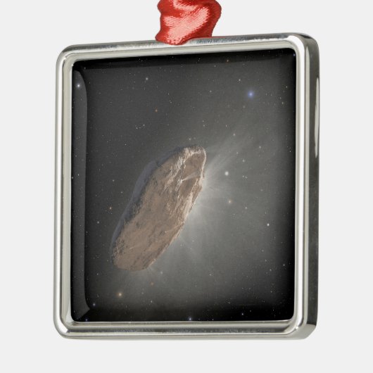 Das Wayward Interstellar Objekt Oumuamua. Ornament Aus Metall (Links)