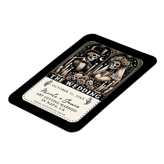 DAS WEDD-Tarot-Skelette Save the Date Magnet (Linke Seite)