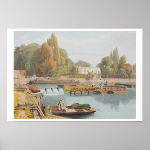 Das Wehr, von Marlow Brücke, graviert von Robert H Poster