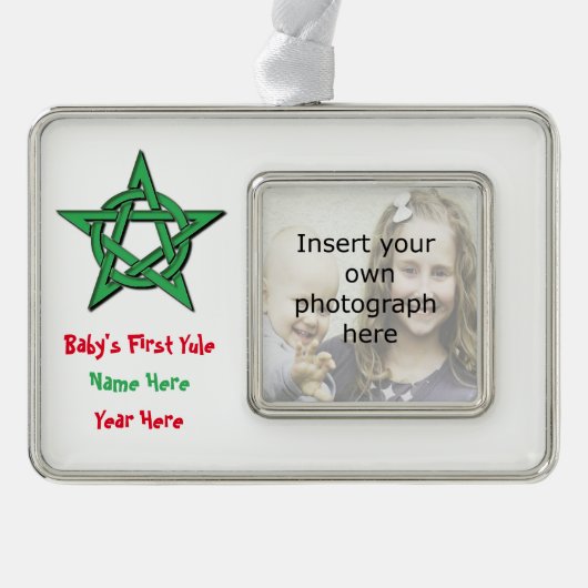Das Weihnachten-Andenken-Verzierung Wiccan Babys Rahmen-Ornament Silber (Vorderseite)
