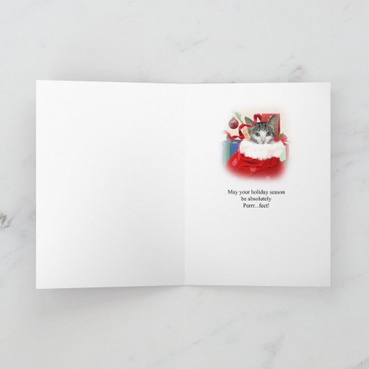 Das Weihnachten des Enkels, Katze unter Baum (Innenseite)