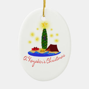DAS WEIHNACHTEN DES KAYAKERS KERAMIK ORNAMENT
