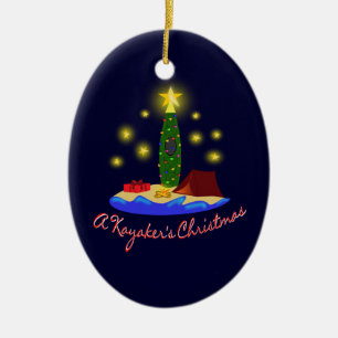 Das Weihnachten des Kayakers Keramik Ornament