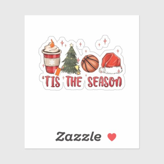 Das Weihnachtsbasketball der Weihnachtszeit Aufkleber (Blatt)