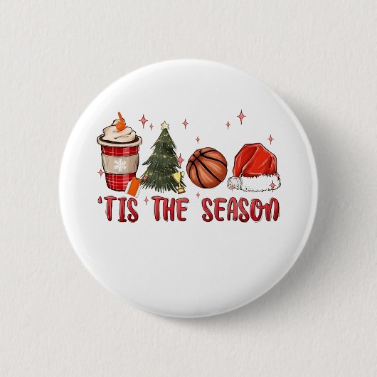 Das Weihnachtsbasketball der Weihnachtszeit Button (Vorderseite)