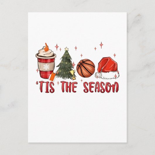 Das Weihnachtsbasketball der Weihnachtszeit Einladungspostkarte (Vorderseite)