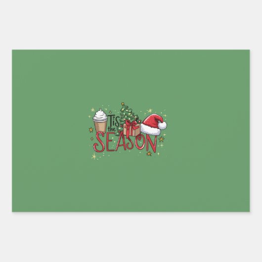 Das Weihnachtsbaum Latte Coffee Xmas der Saison Geschenkpapier Set (Vorderseite)