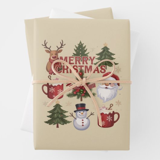 Das Weihnachtsbaum Santa Latte Xmas der Jahreszeit Geschenkpapier Set (Beispiel)