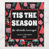 Das Weihnachtsfest der Jahreszeit Funny Retro Weih Weinetikett (Einzelnes Label)