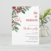 Das Weihnachtsfest der Saison Modernes Blumenweihn Einladung (Stehend Vorderseite)