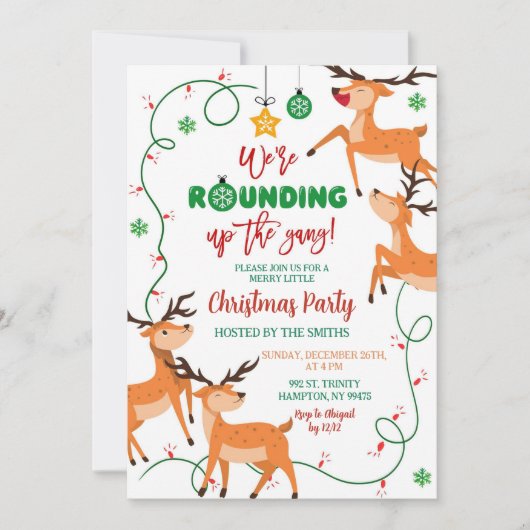Das Weihnachtsfest im Gang-Rentier-Party Einladung (Vorderseite)