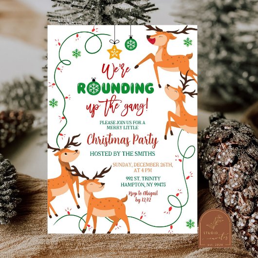 Das Weihnachtsfest im Gang-Rentier-Party Einladung