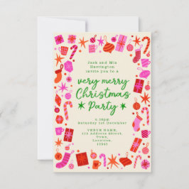 Das Weihnachtsfest in Rosa und Rot lädt zum Party Einladung