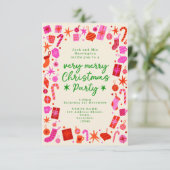 Das Weihnachtsfest in Rosa und Rot lädt zum Party  Einladung (Stehend Vorderseite)