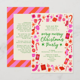 Das Weihnachtsfest in Rosa und Rot lädt zum Party  Einladung