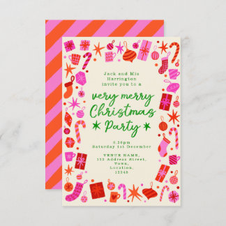 Das Weihnachtsfest in Rosa und Rot lädt zum Party Einladung
