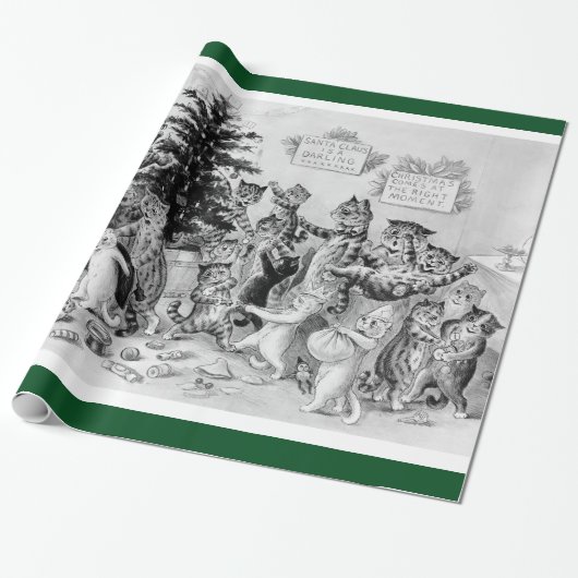 Das Weihnachtsfest von Louis Wain - Vintager Wrap Geschenkpapier (Ungerollt)