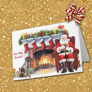 Das Weihnachtsgeschenk des Deutsch Drahthaar Feiertagskarte