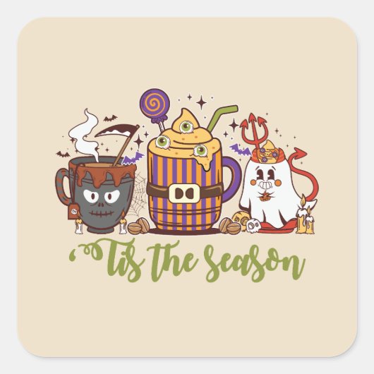"Das Weihnachtskaffee Quadratischer Aufkleber (Vorderseite)