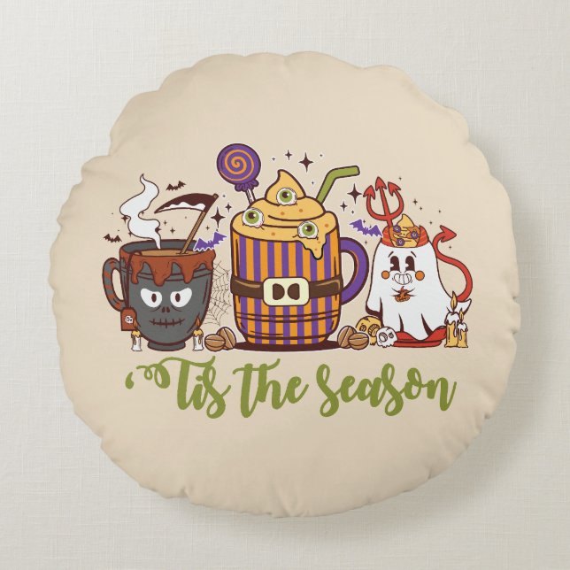 "Das Weihnachtskaffee Rundes Kissen (Vorderseite)
