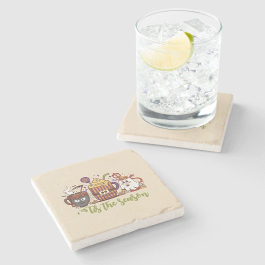 "Das Weihnachtskaffee Steinuntersetzer (Seitenansicht)